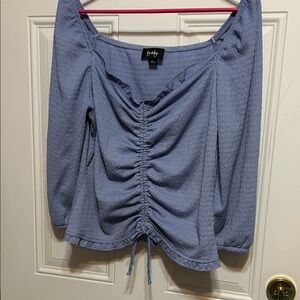 by & by Light Blue Ruched Blouse